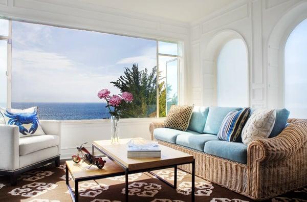 Nautical beach-themed sitting room designed by Christopher Kennedy in Laguna Beach, California