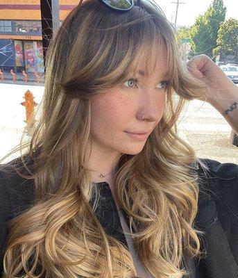 Hand painted honey blonde balayage