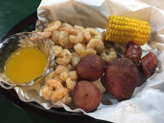 1/2 lb Cajun Shrimp Boil (it's actually a lot of food)