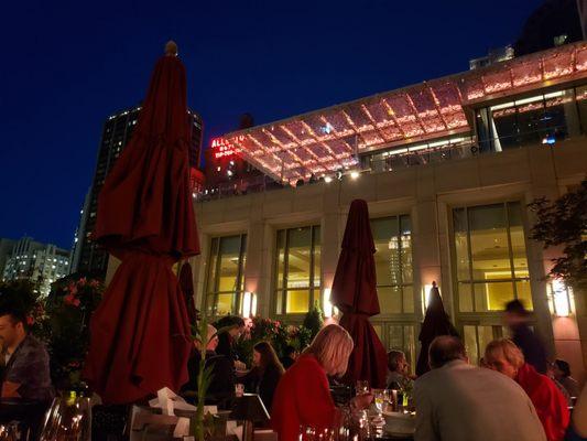 View from the Terrace.  Ladies with nice red shawls lent by the Terrace.