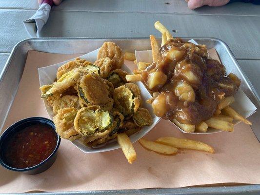 Fried pickles and poutine.