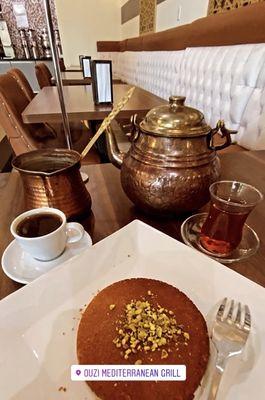 Knafi, Arabic Turkish coffee, Tea.