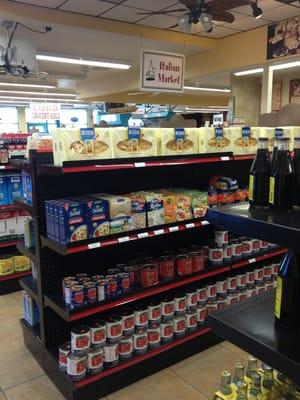 One of several aisles of Italian groceries.