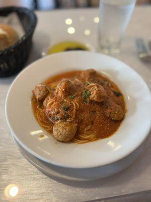 Meatballs with Marinara and Angel hair