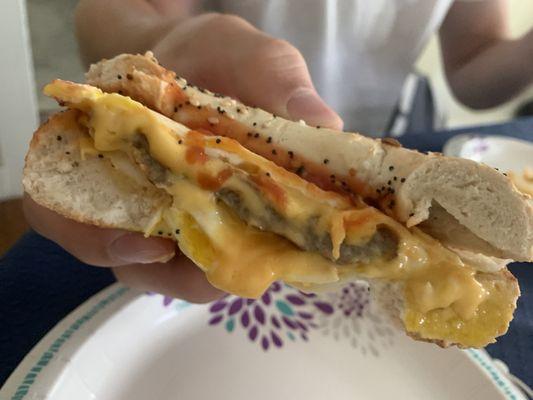 Sausage egg cheese. Delicious.