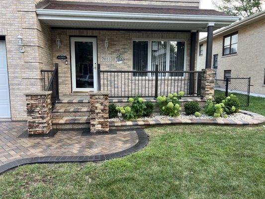 Patio, hollanstone pavers, an pillars