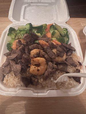 Hibachi Shrimp Dinner with steak