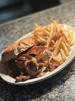 Smothered Mushroom & Swiss Burger