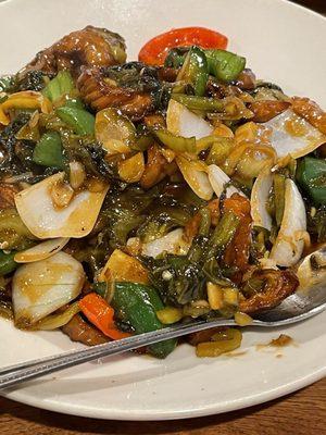 Stir Fry Pork Intestine with Sour Veggie