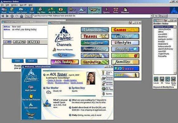 AOL splash screens. "AOL Today" window.