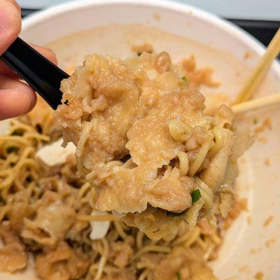 6/23/24 Edo Soba "Ramen Noodles" tempura mush. Wayyyyy too much tempura bits scooped in. Turns into tempura porridge....