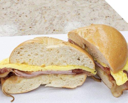 Ham bacon egg and cheese