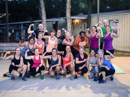 Such a fun group of friends at Health and Soul Fitness Bootcamp in Cedar Park! Come join us!