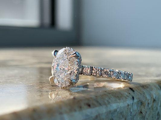 Custom oval diamond engagement ring