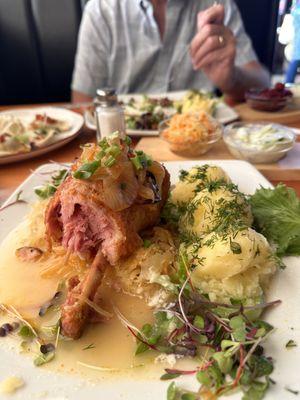 Pork shank, pork cutlets and pierogis!  So good!