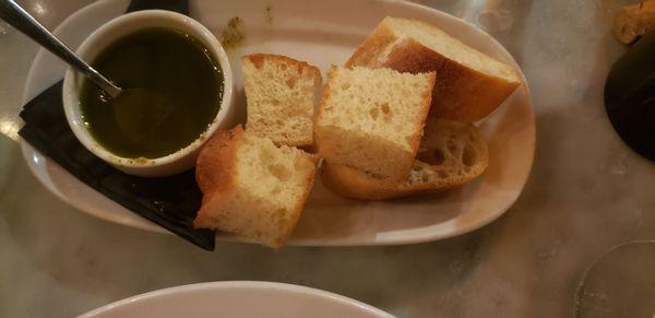 2 styles of bread with a basil pesto- ( no nuts in pesto) perfect !