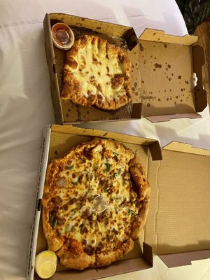 Medium pizza and cheese sticks