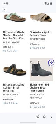 Birkenstocks on sale, 100.00 marked down to 99.95! SAVE YOUR NICKELS PEOPLE!