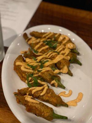 Fried Okra  Whole Battered Fried Bradford Okra, Lemon Aioli