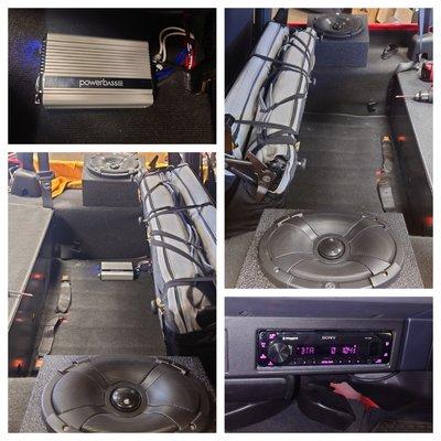 Updated 1995 Jeep Wrangler radio and added power sports speakers and amp from Powerbass