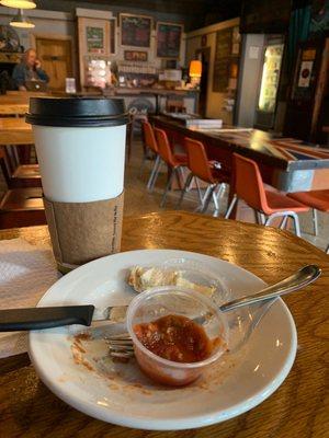 Coffee, breakfast burrito, coffee bar, seating, tabletop games