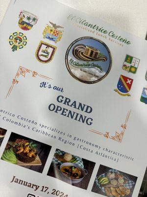 Grand opening menu