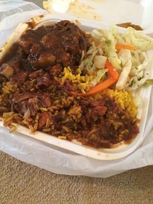 Oxtails, cabbage, and rice. Yumm