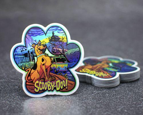 Custom Printed Scooby-Doo Stickers on Holographic Vinyl by Rockin Monkey