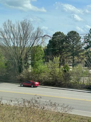 Four lane highway with train tracks adjacent... right outside our building. Too noisy to get restorative rest.