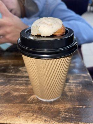 Almond Roca latte with a little panesito