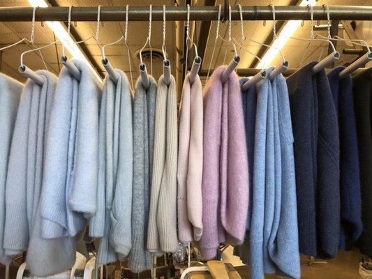 Dry cleaned & pressed cashmere sweaters