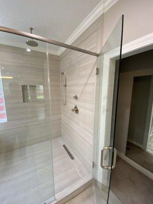 Walk in shower with frameless glass