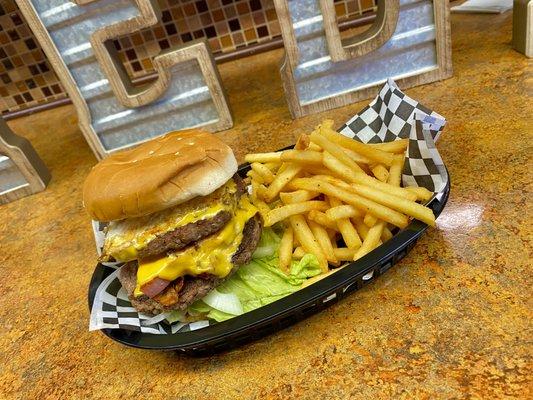 Big Trucker Burger and Fries