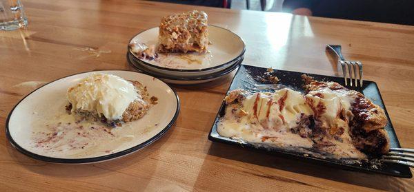 Oatmeal and craisin cookie and ice cream; apple pie cheesecake; berry turnover with ice cream. Better looking in person!