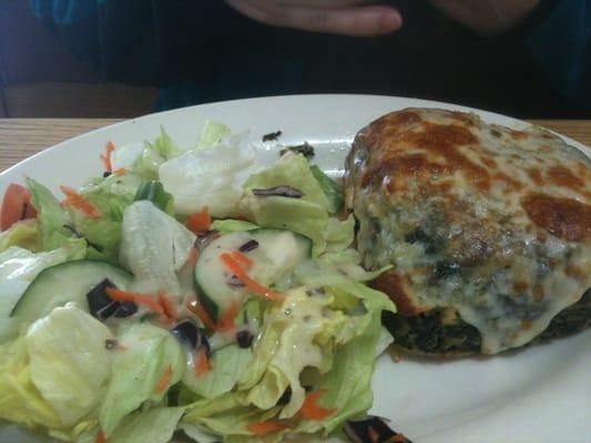 Spinach pie with salad.