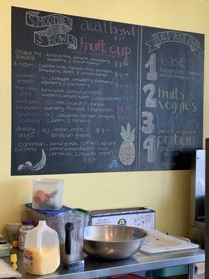 Smoothie menu