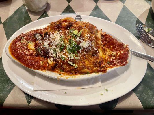 Mama Santina's Lasagna. To be transparent - I was starving and took a bite before the picture. I came out looking much better than this pic.