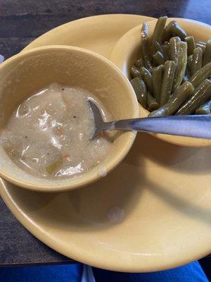 Cup of potato soup & side of green beans