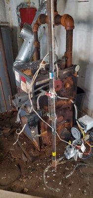 Rusted hot steam boiler