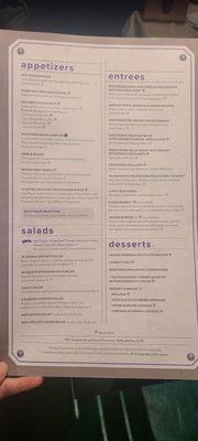 General Menu with meat options