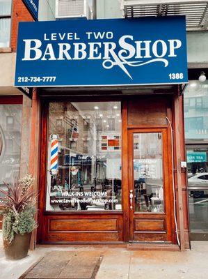 Level Two Barber Shop's new location. Right off the 72nd Street Q train station, and in front of Citi Bikes.