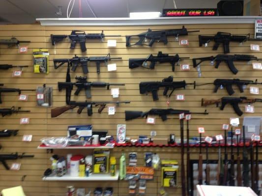 The wall of assault weapons.