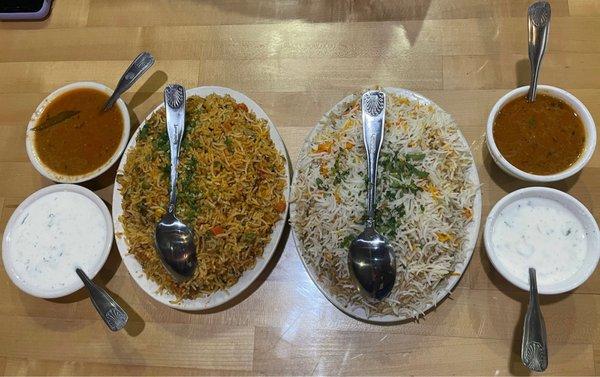 Left - Vegetable Biryani Right - Mutton Biryani