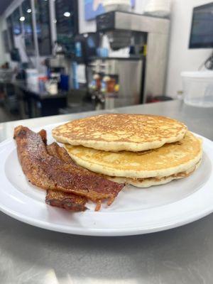 Small stack Flap jacks with bacon