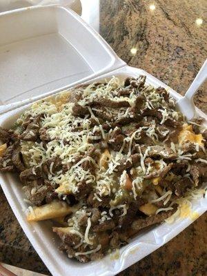 carne asada fries with beans