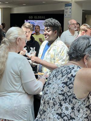 Our church family loves to fellowship with one another in our Atrium before and after church