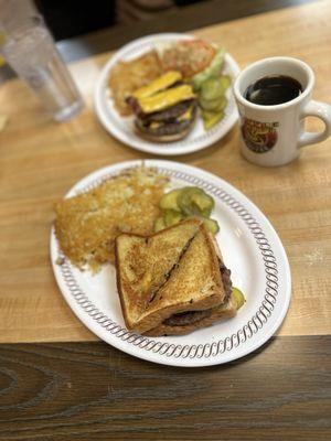 Texas Bacon Angus Patty Melt With Hashbrowns Angus Cheeseburger (1/4 Lb.) with an extra patty