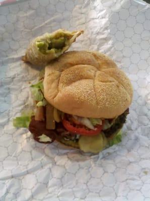 Veggie empanada with Euro veggie burger.