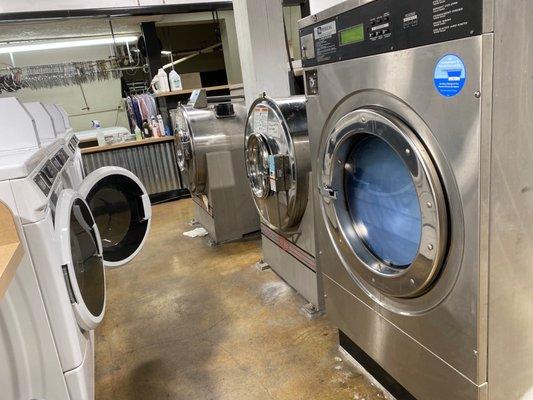 Large and small commercial size washers.