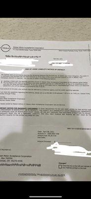 Letter from Nissan again about bill